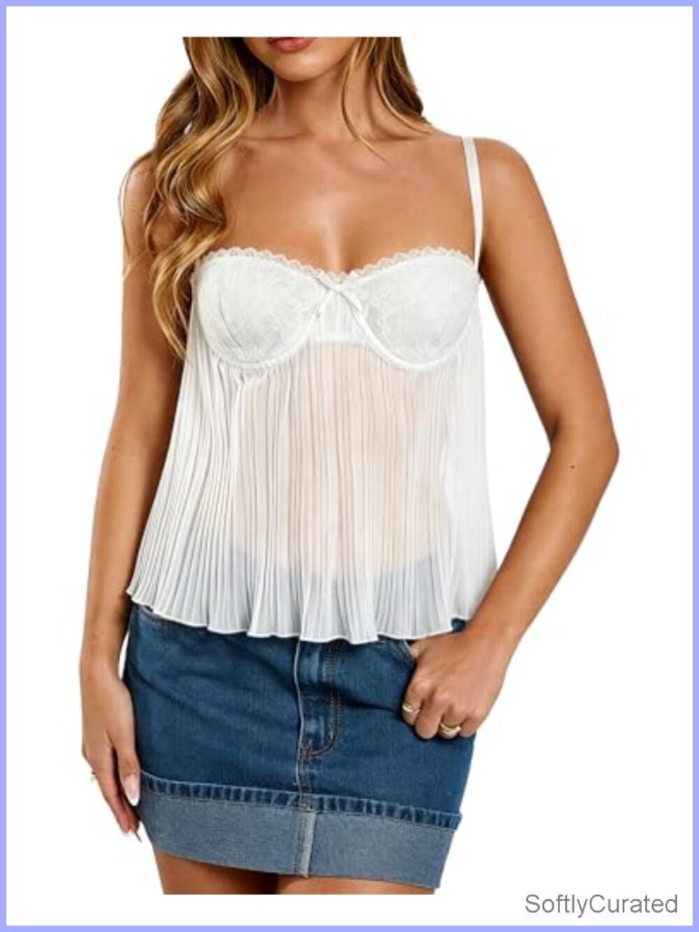 Flowy Babydoll Tank Top Lace Corset Bralette Night Out Party Rave Top